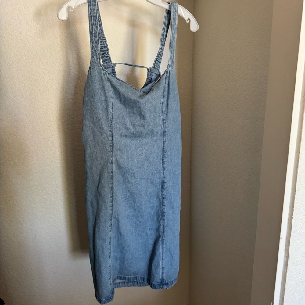 Hollister Light Blue Denim Slip Dress